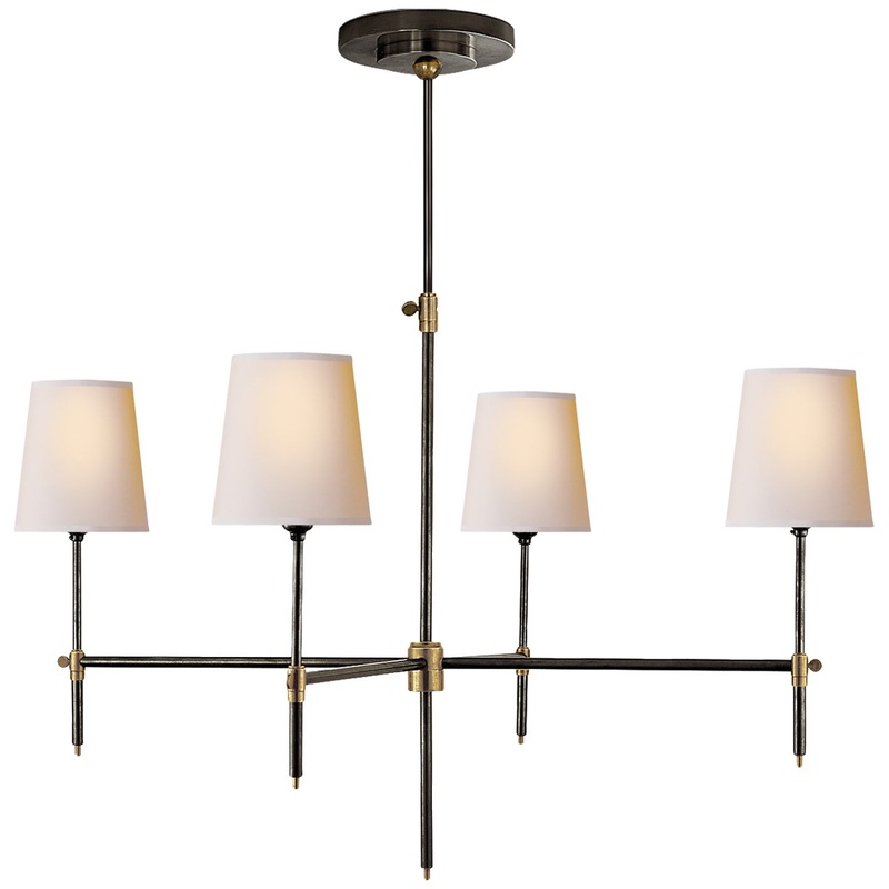 Bryant Four Light Chandelier, Bronze And Hand-Rubbed Antique Brass
