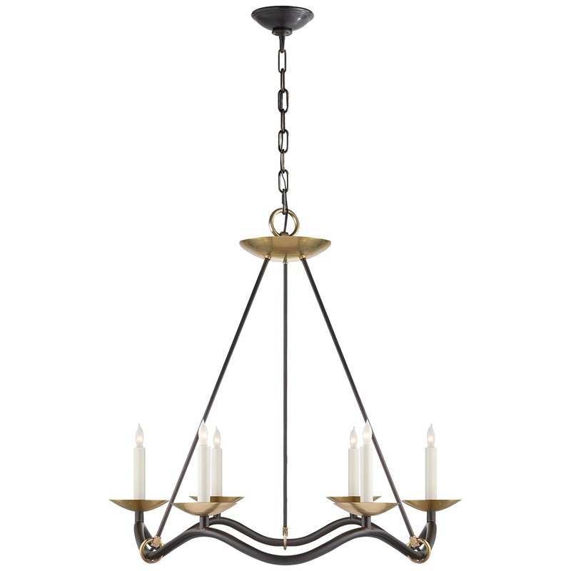 Choros Six Light Chandelier, Aged Iron