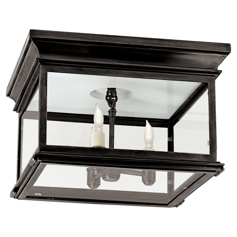 Club Square Three Light Flush Mount, Bronze