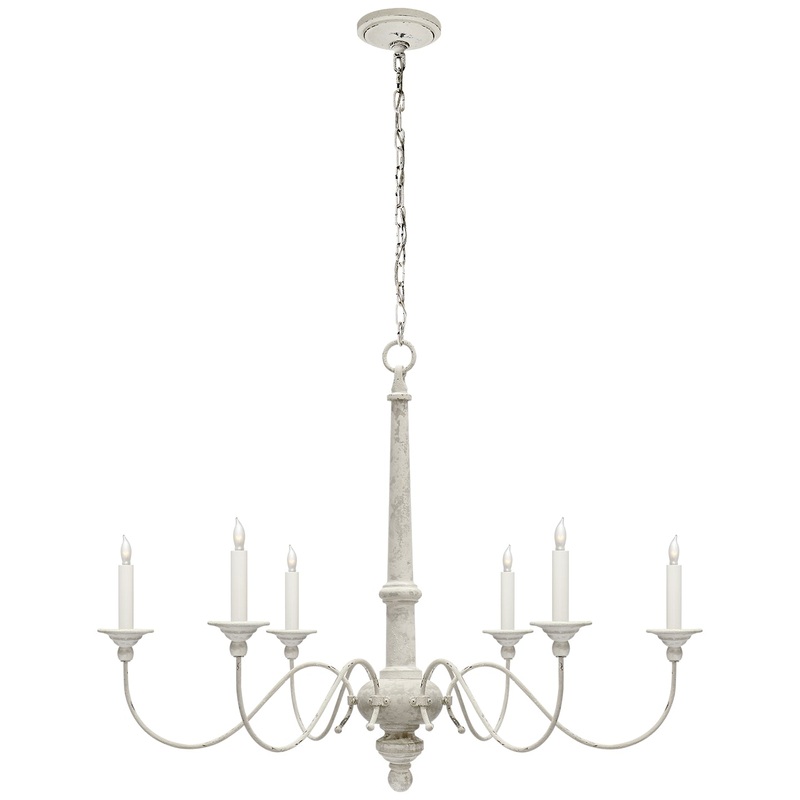 Country Chandelier Six Light Chandelier, Belgian White