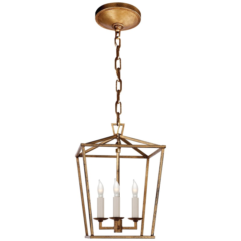 Darlana Three Light Lantern, Gilded Iron