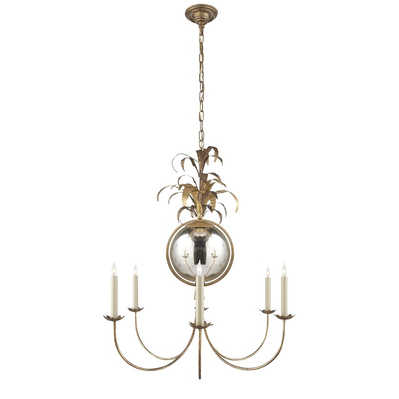 Gramercy Six Light Chandelier, Gilded Iron