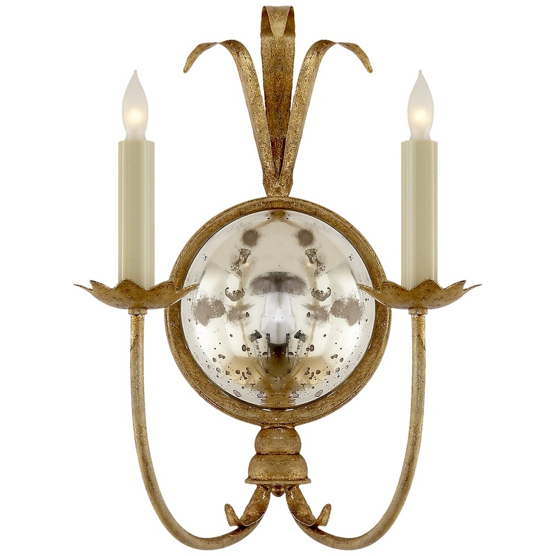 Gramercy Two Light Wall Sconce, Gilded Iron