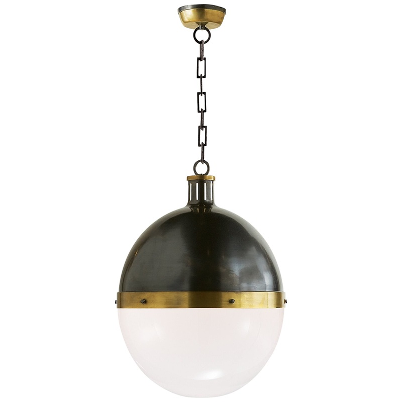 Hicks Two Light Pendant, Bronze With Antique Brass