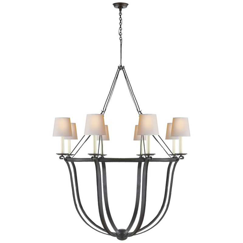Lancaster Eight Light Chandelier, Aged Iron