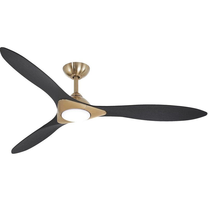 Minka-Aire F868L-SBR/CL Sleek - 3-Blade 60" LED Smart Ceiling Fan, Soft Brass with Coal Blades