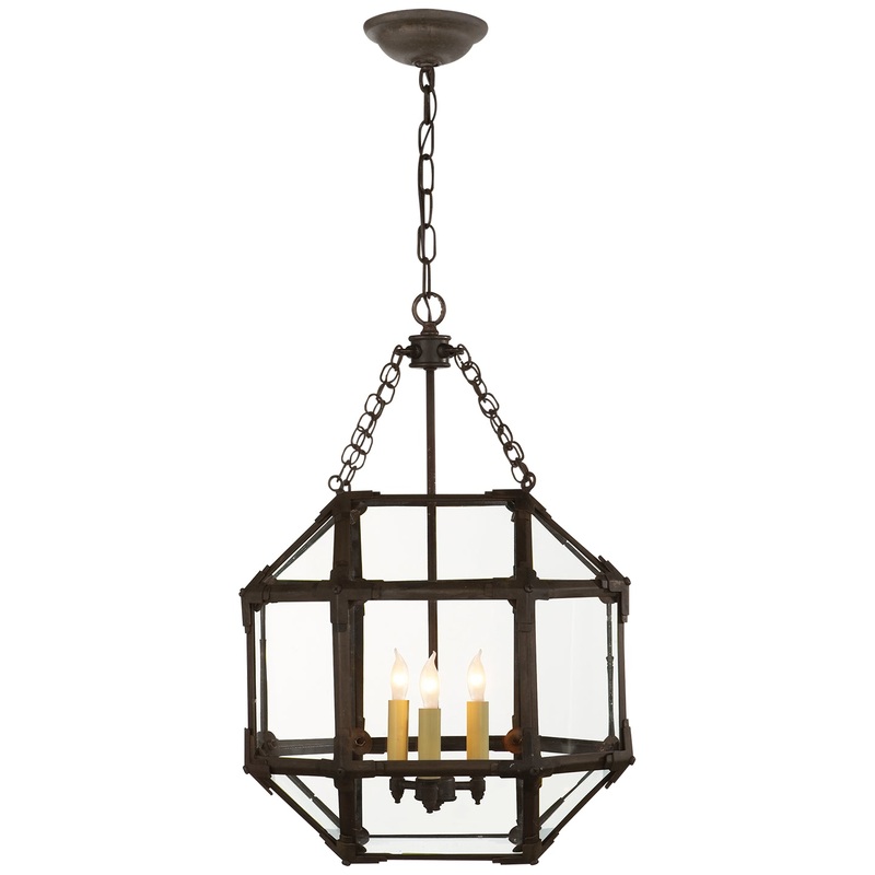 Morris Three Light Lantern, Antique Zinc