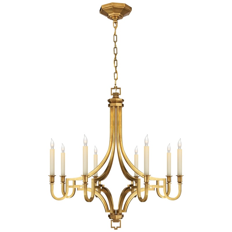 Mykonos Eight Light Chandelier, Antique-Burnished Brass