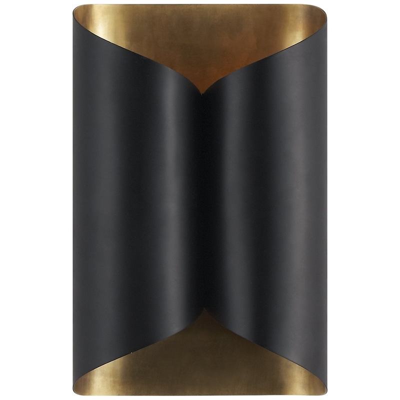 Selfoss Two Light Wall Sconce, Black And Brass
