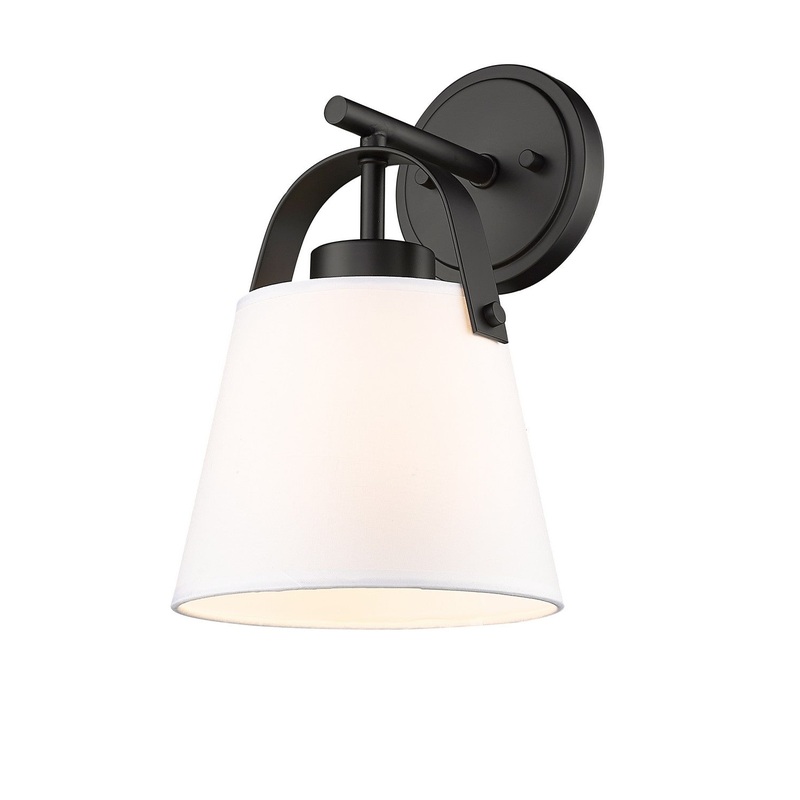 Z-Lite 743-1S-MB Z-Studio Linen Pendant One Light Wall Sconce, Matte Black