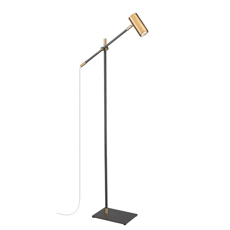 Z-Lite 814FL-MB-OBR Calumet One Light Floor Lamp, Matte Black / Olde Brass