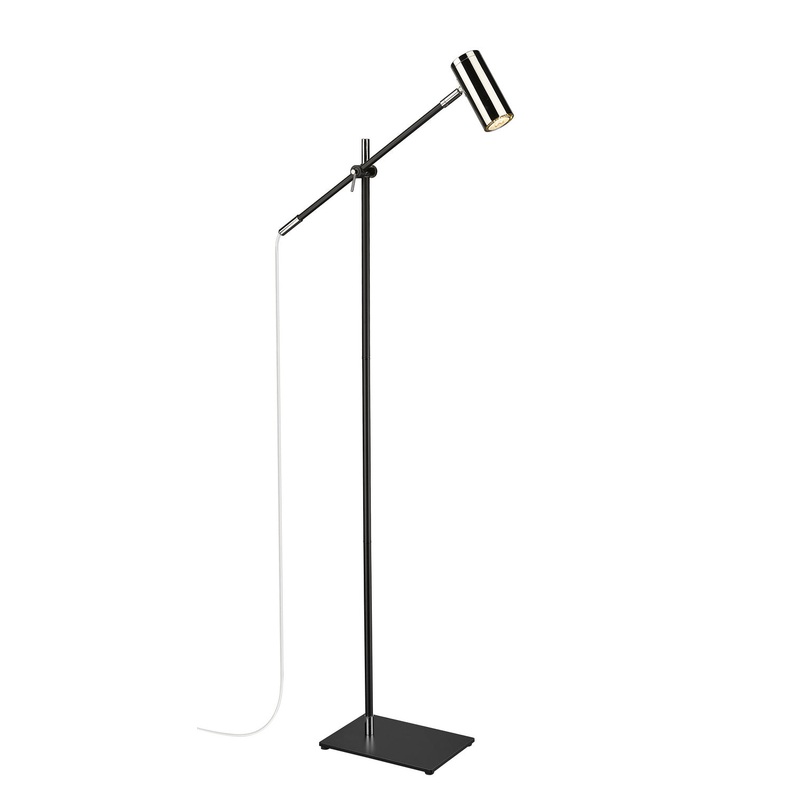 Z-Lite 814FL-MB-PN Calumet One Light Floor Lamp, Matte Black / Polished Nickel