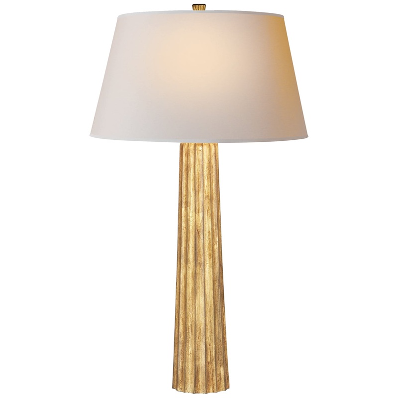 Fluted Spire One Light Table Lamp, Gilded Iron