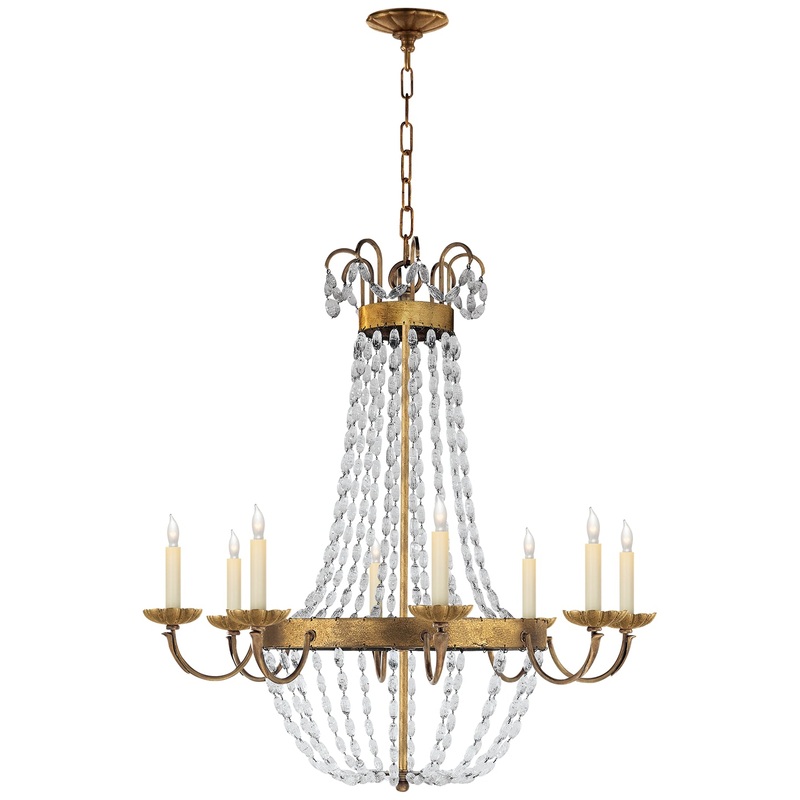 Paris Flea Market Eight Light Chandelier, Gilded Iron