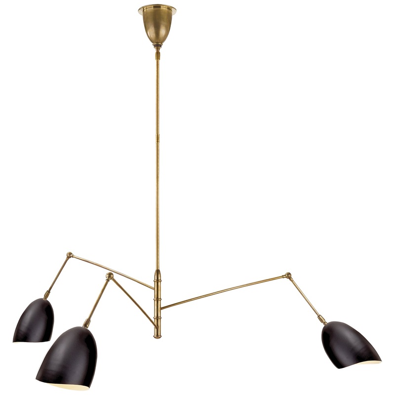 Sommerard Three Light Chandelier, Hand-Rubbed Antique Brass And Black