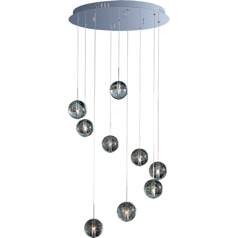 ET2 E24254-91PC Orb Nine Light Pendant, Polished Chrome
