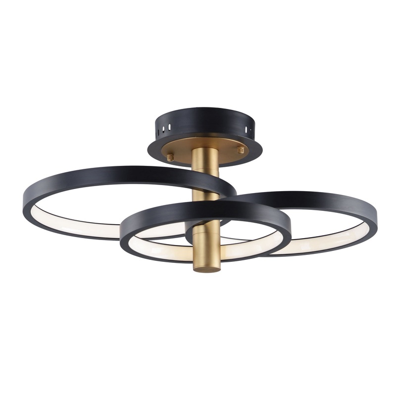 ET2 E24323-BKGLD Hoopla LED Semi Flush Mount, Black / Gold