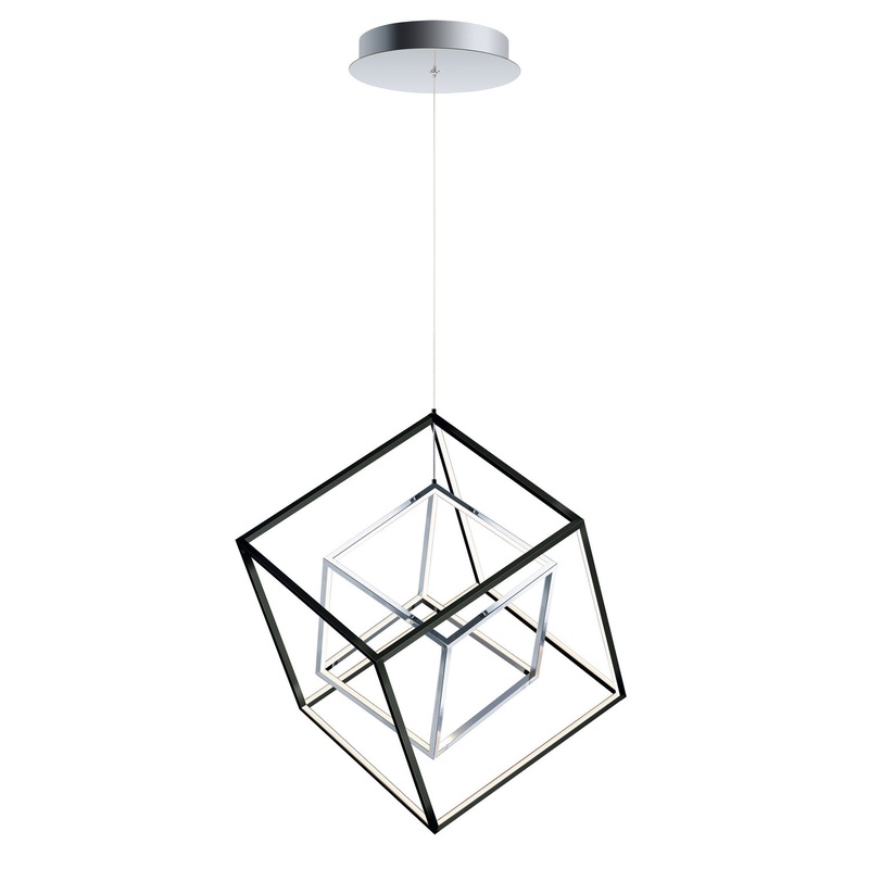 ET2 E30584-BKPC 4 Square LED Pendant, Black / Polished Chrome