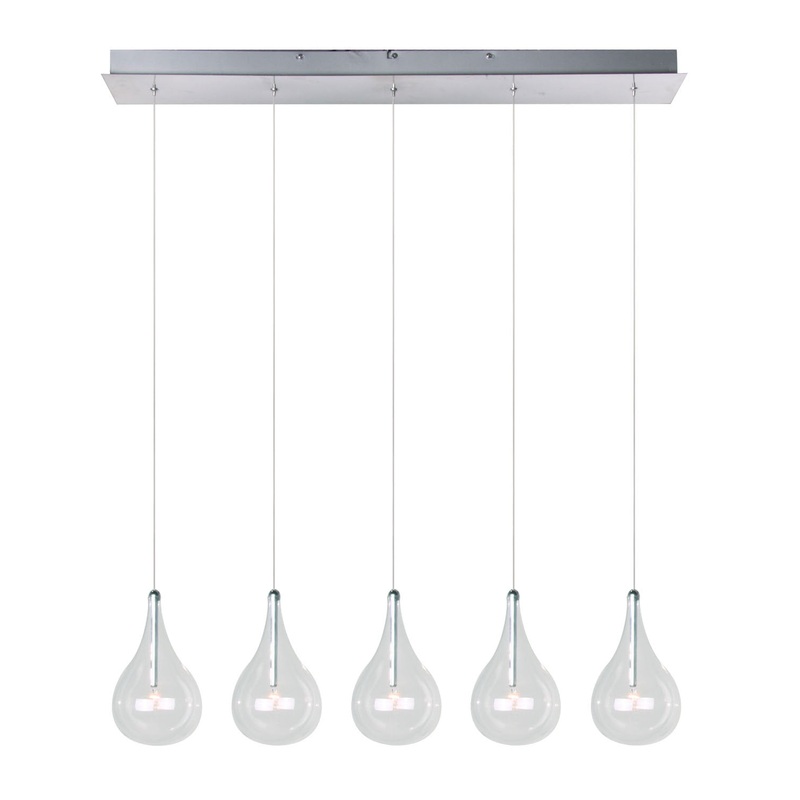 ET2 E23115-18 Larmes Five Light Pendant, Polished Chrome