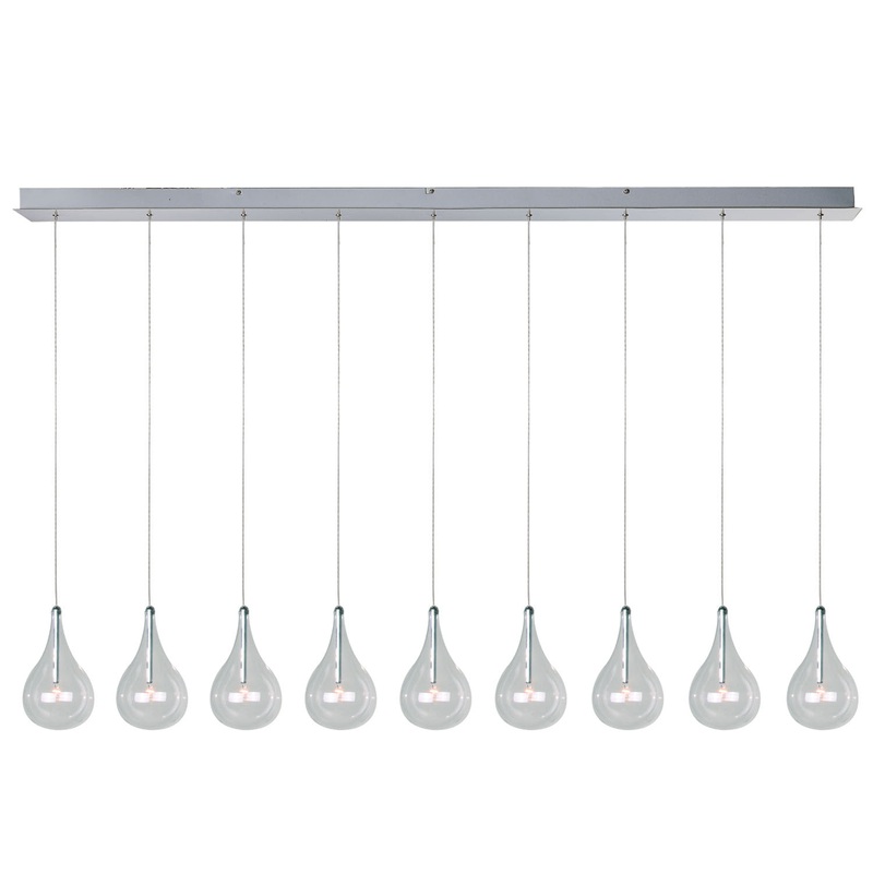 ET2 E23119-18 Larmes Nine Light Pendant, Polished Chrome