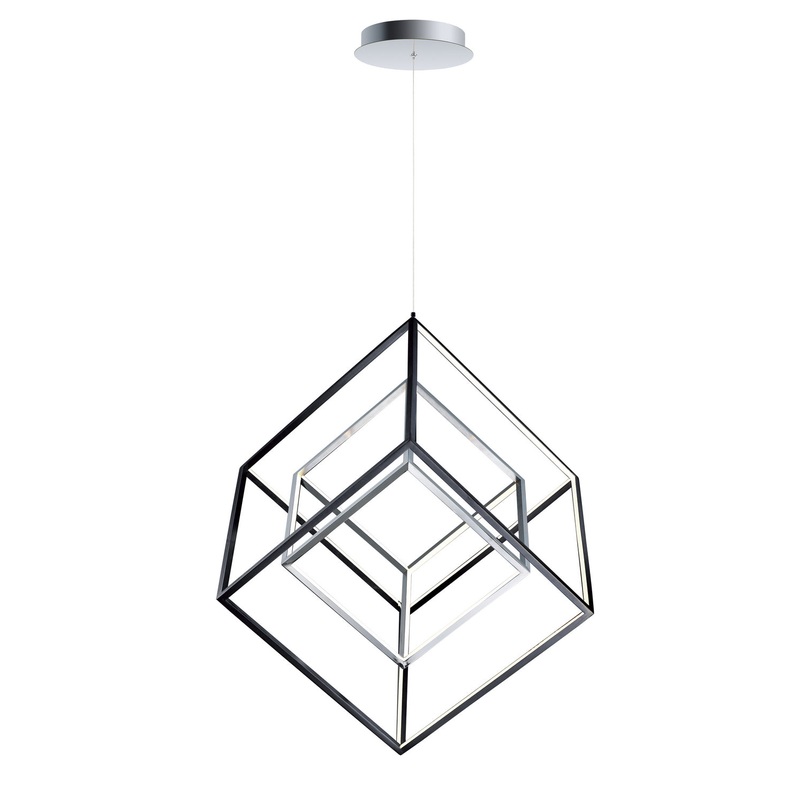 ET2 E30586-BKPC 4 Square LED Pendant, Black / Polished Chrome