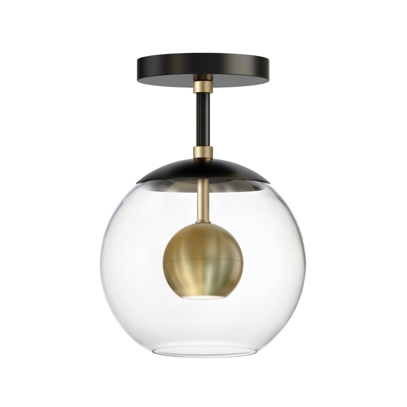 ET2 E25150-BKNAB Nucleus LED Flush Mount, Black / Natural Aged Brass