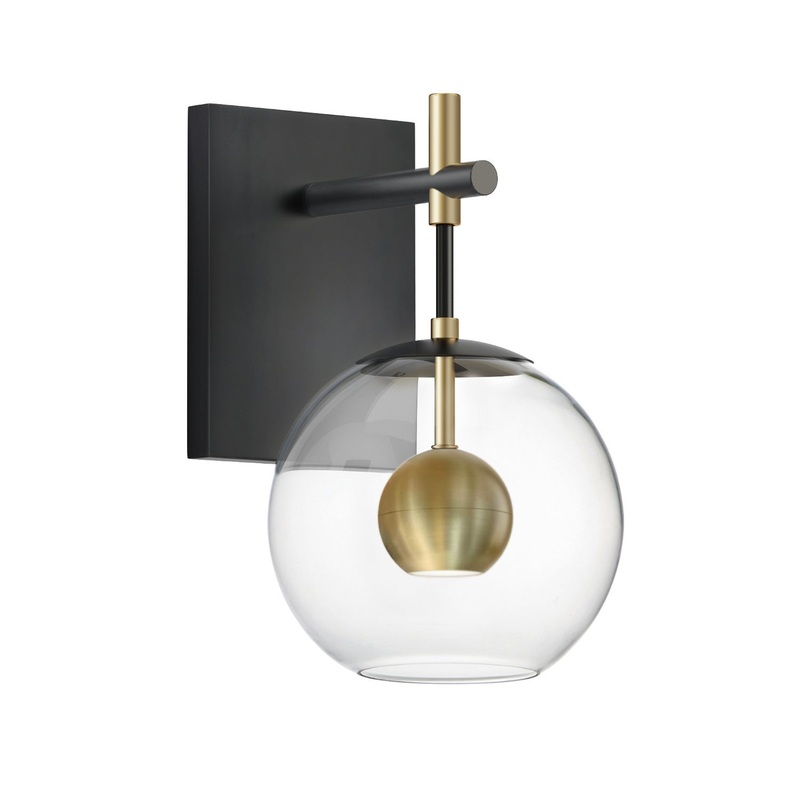 ET2 E25151-BKNAB Nucleus LED Wall Sconce, Black / Natural Aged Brass