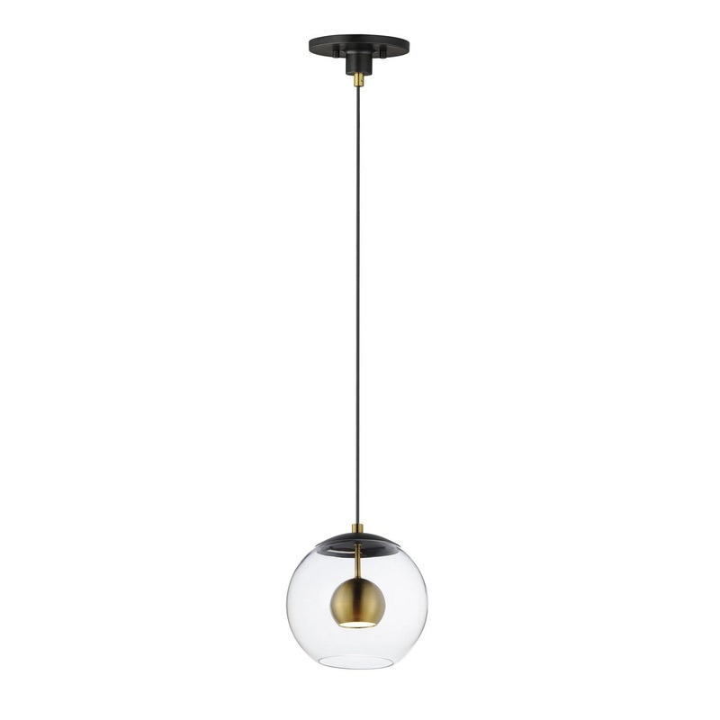 ET2 E25153-BKNAB Nucleus LED Pendant, Black / Natural Aged Brass
