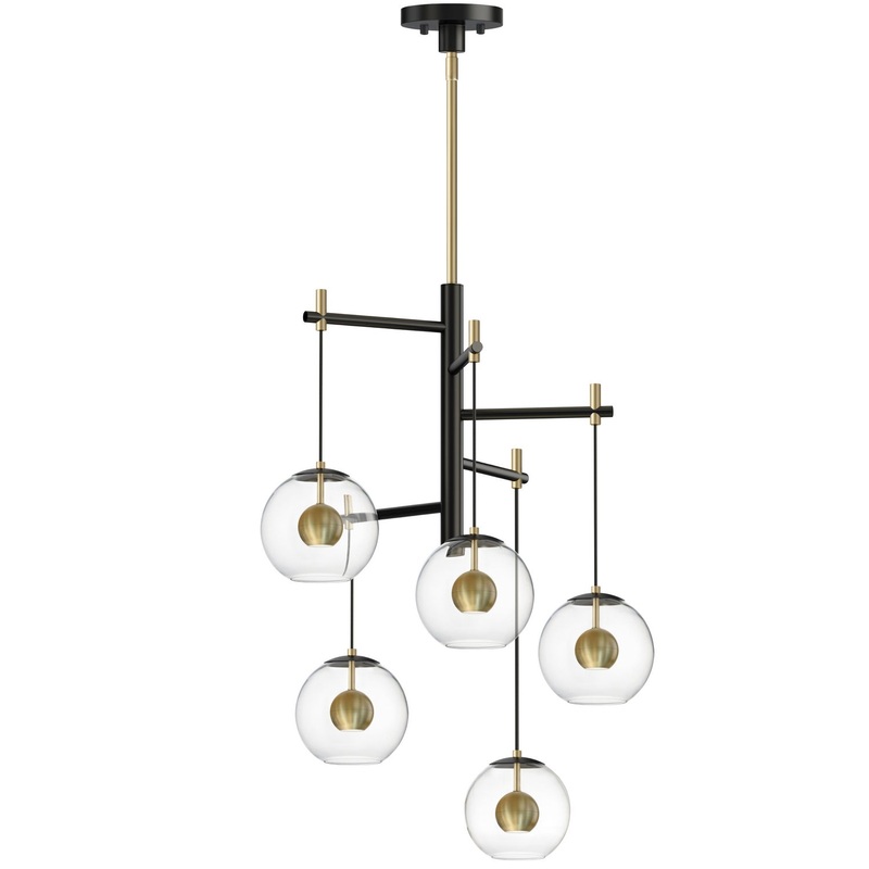 ET2 E25158-BKNAB Nucleus LED Pendant, Black / Natural Aged Brass