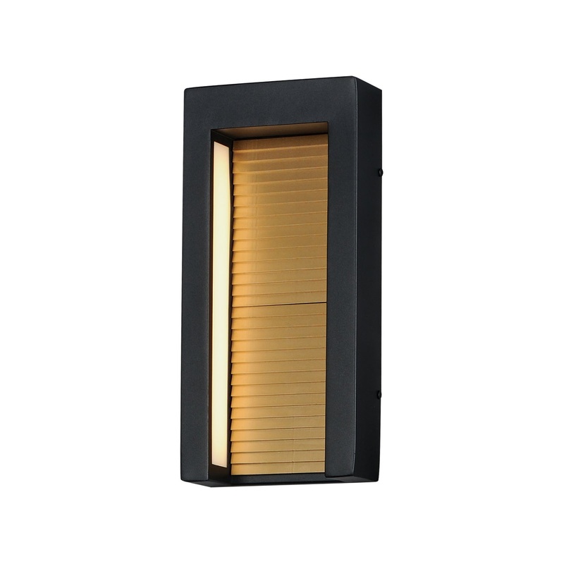 ET2 E30104-BKGLD Alcove LED Outdoor Wall Sconce, Black / Gold
