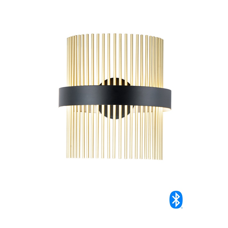 ET2 E34201-BKSBR Chimes WiZ LED Wall Sconce, Black / Satin Brass