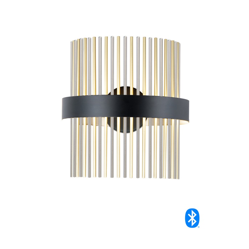 ET2 E34201-BKSNSBR Chimes WiZ LED Wall Sconce, Black / Satin Nickel / Satin Brass