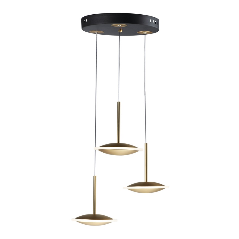 ET2 E21543-90BKGLD Saucer LED Pendant, Black / Gold