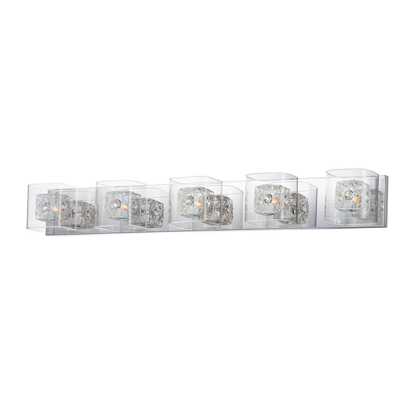 ET2 E22835-18PCPC Gem Five Light Bath Vanity, Polished Chrome
