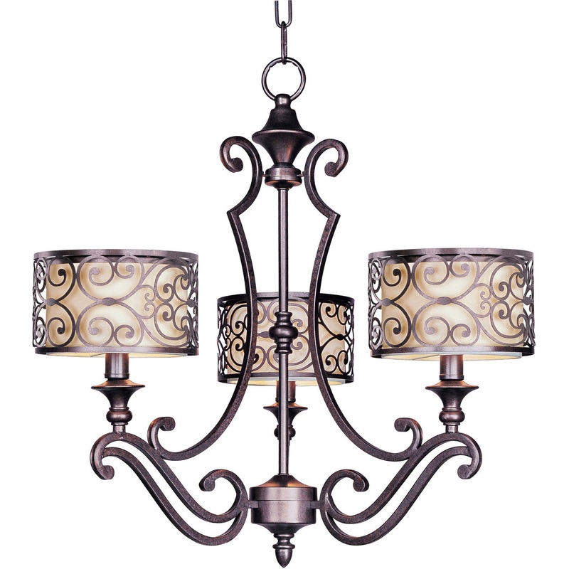 Maxim 21153WHUB Mondrian Three Light Chandelier, Umber Bronze