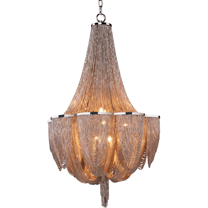 Maxim 21465NKPN Chantilly Ten Light Chandelier, Polished Nickel