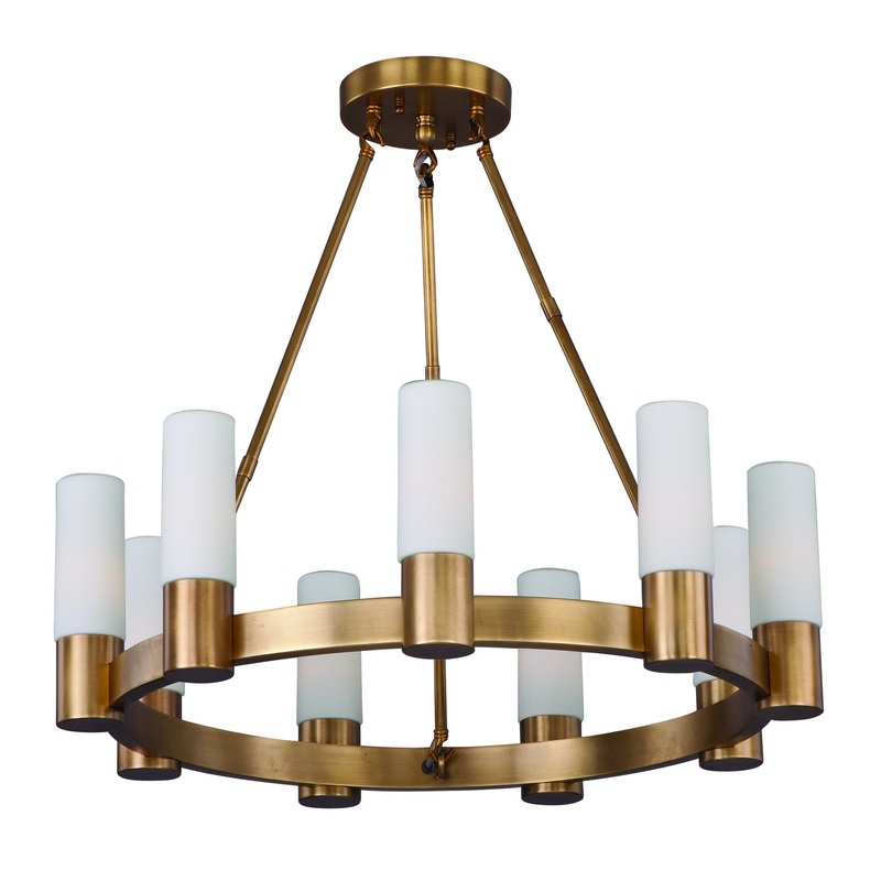 Maxim 22418SWNAB Contessa Nine Light Chandelier, Natural Aged Brass