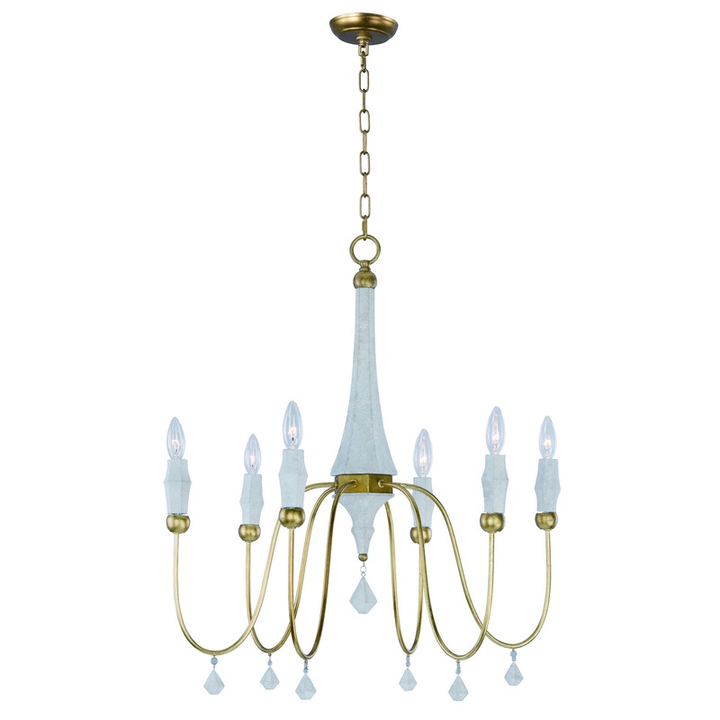 Maxim 22436CSTGL Claymore Six Light Chandelier, Claystone / Gold Leaf
