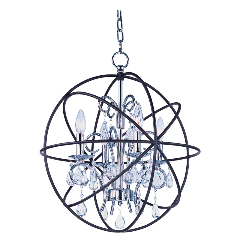 Maxim 25142ARPN Orbit Four Light Pendant, Anthracite / Polished Nickel