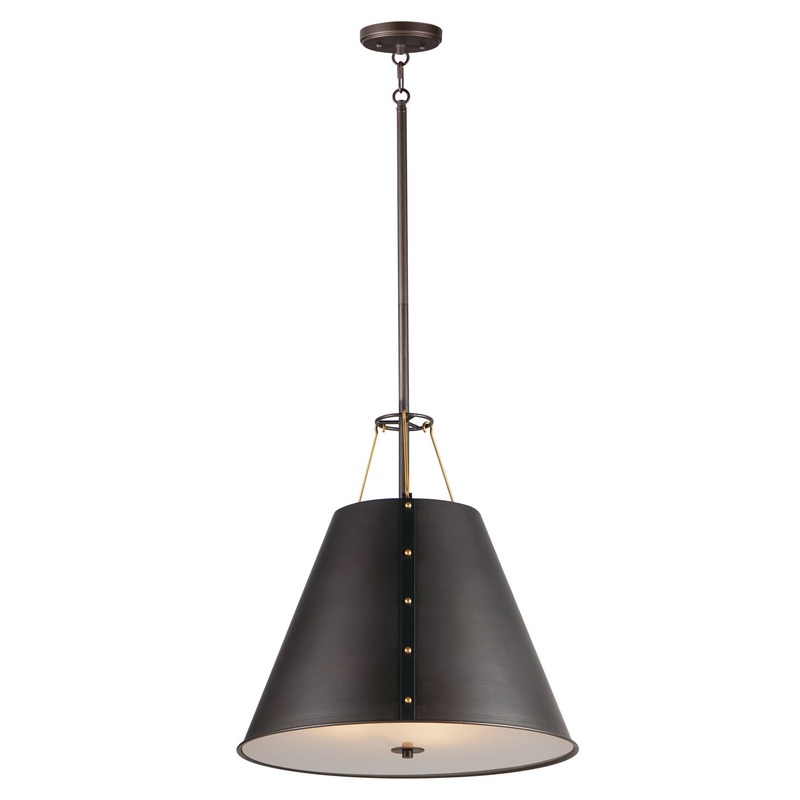 Maxim 25164OIAB Trestle Three Light Pendant, Oil Rubbed Bronze / Antique Brass