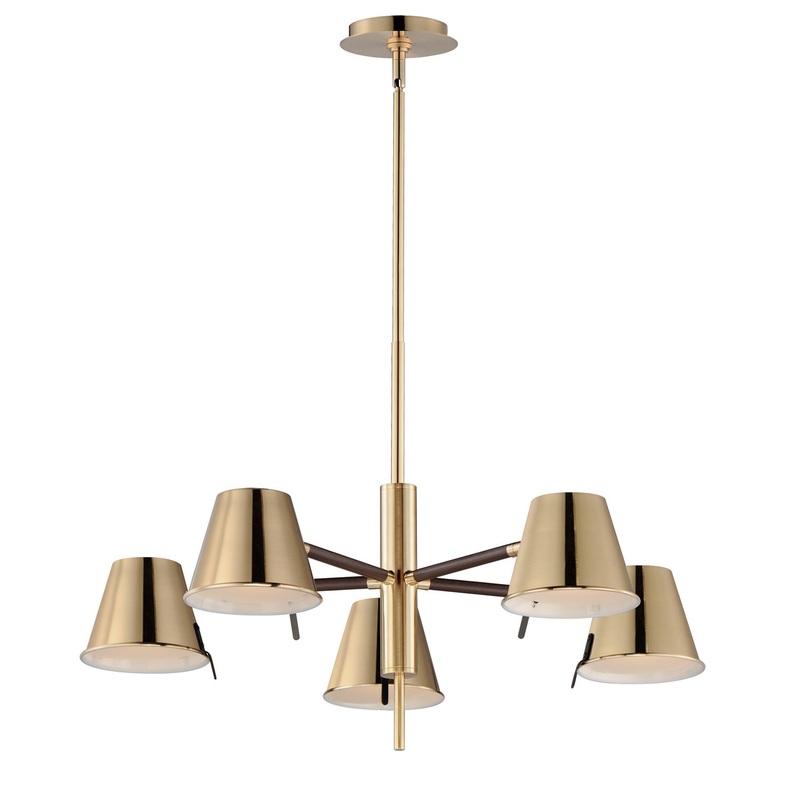 Maxim 25175DBZHR Carlo LED Chandelier, Dark Bronze, Leather, Heritage Brass