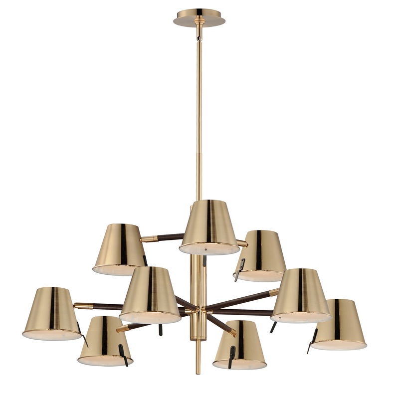 Maxim 25179DBZHR Carlo LED Chandelier, Dark Bronze, Leather, Heritage Brass
