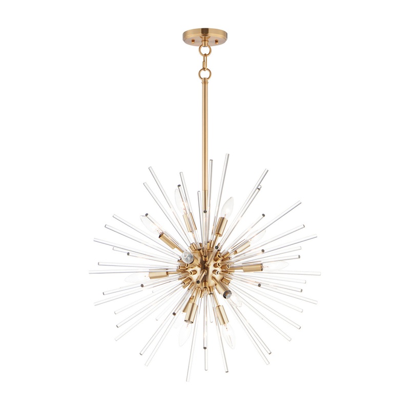 Maxim 28664CLSBR Polaris 12 Light Pendant, Satin Brass