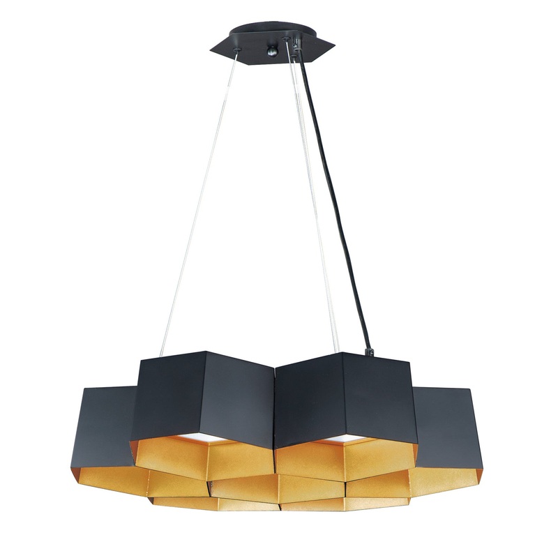 Maxim 30337BKGLD Honeycomb LED Chandelier, Black / Gold