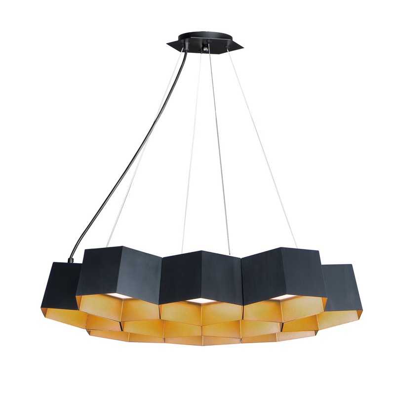 Maxim 30338BKGLD Honeycomb LED Chandelier, Black / Gold
