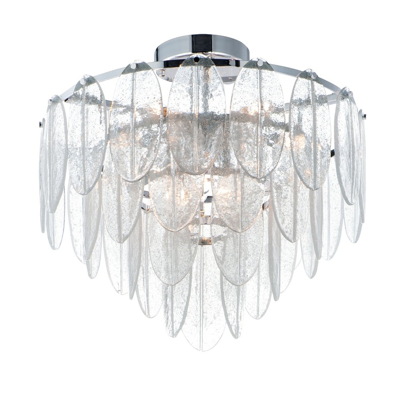 Maxim 30730CLWTPC Glacier Nine Light Flush Mount, White / Polished Chrome