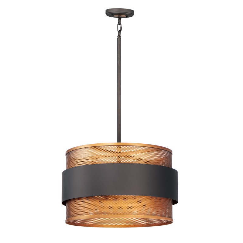 Maxim 31204OIAB Caspian Three Light Pendant, Oil Rubbed Bronze / Antique Brass (Discontinued)
