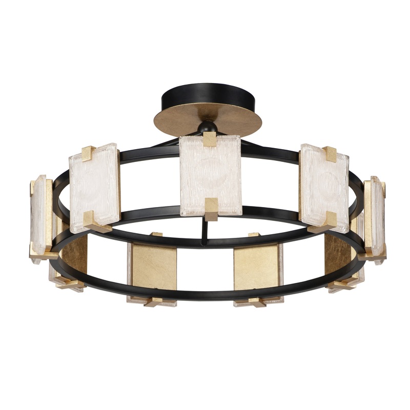 Maxim 39530CYBKGL Radiant LED Flush Mount, Black / Gold Leaf