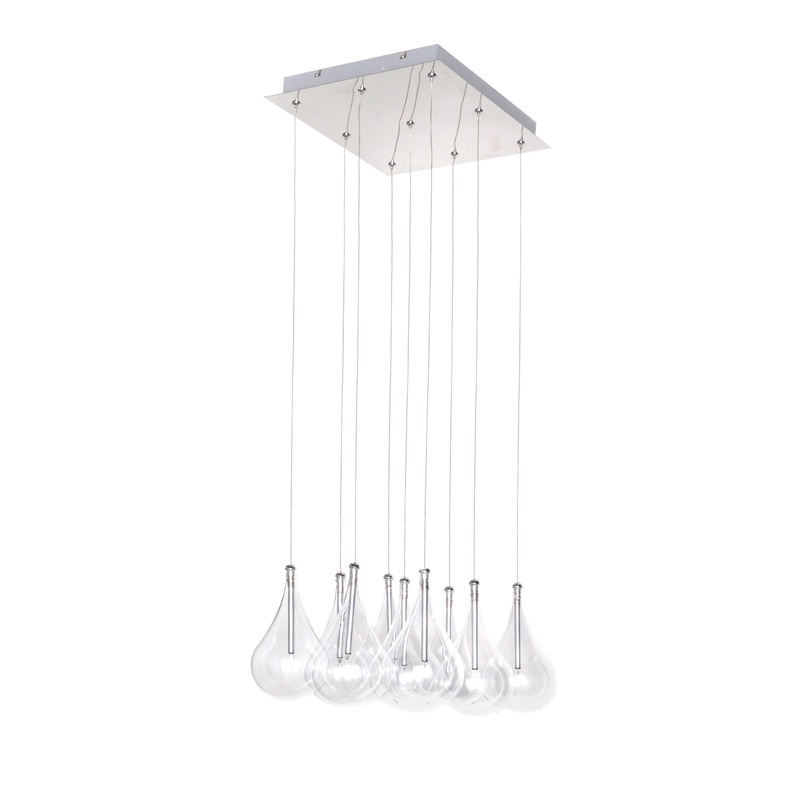 ET2 E20116-18 Larmes Nine Light Pendant, Polished Chrome