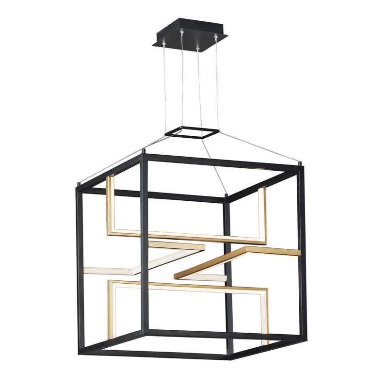 ET2 E21224-BKGLD Chamber LED Pendant, Black / Gold